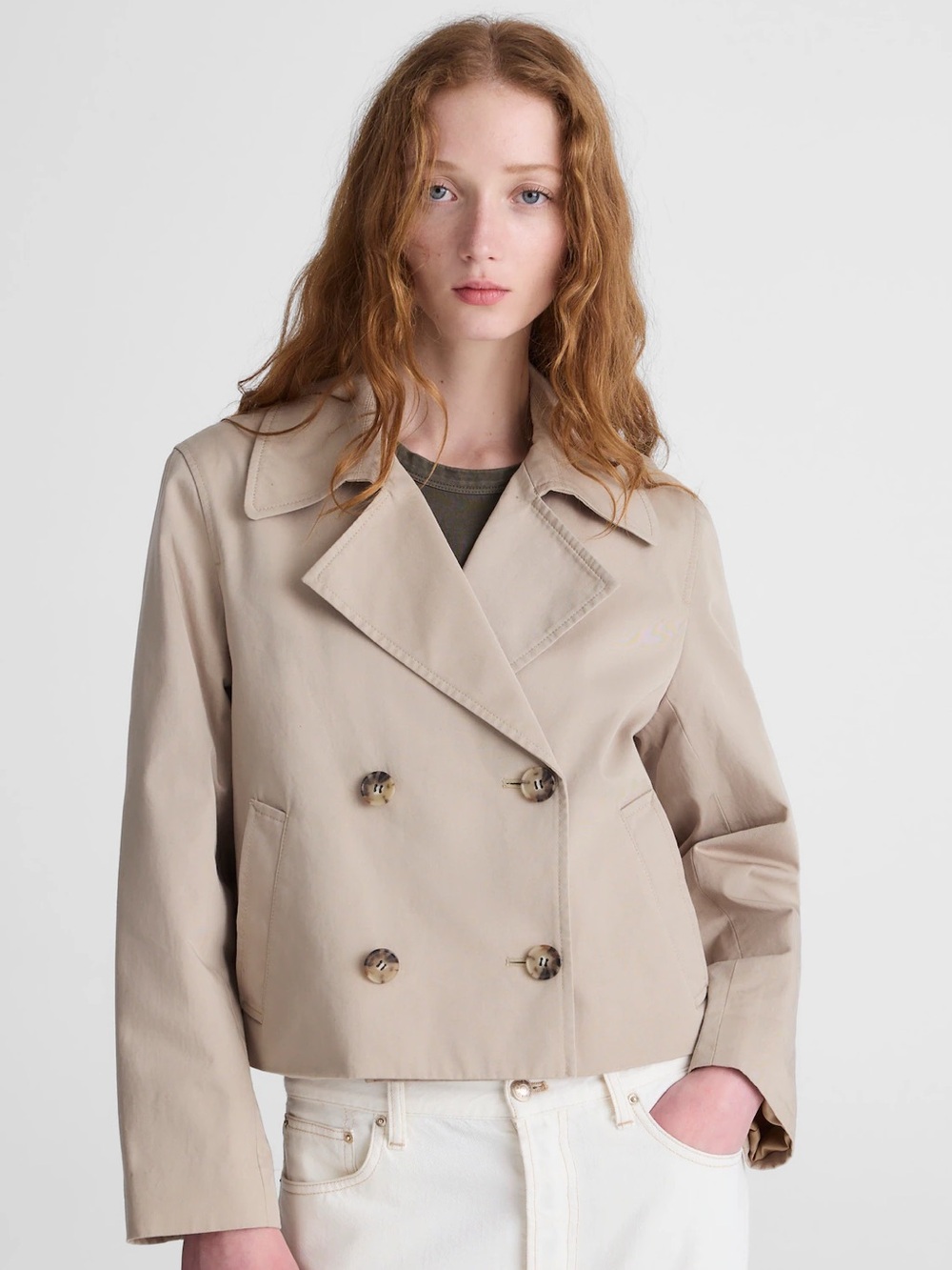 NWT Madewell Women’s Cropped Trench Coat in Coastal Dune Size Small NZ511